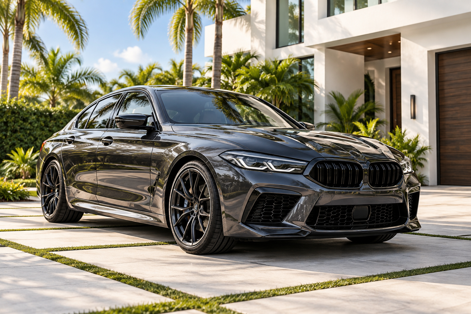 Illustrative freshly detailed sedan